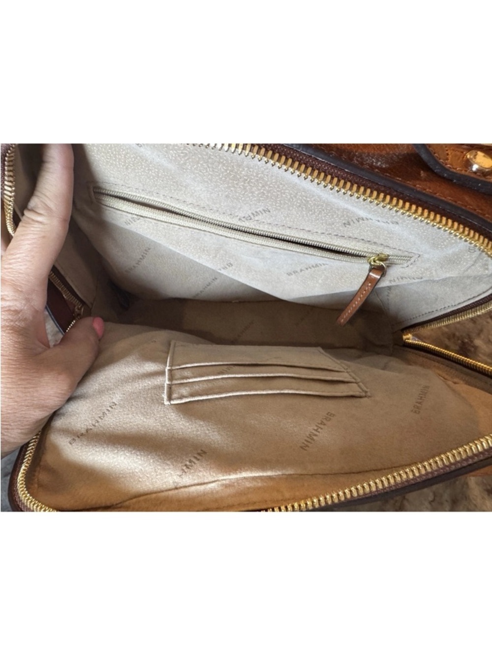 Brahmin Evie Purse Whiskey Topsail Box Crossbody Brown Classy Preppy Old Money - Picture 9 of 15